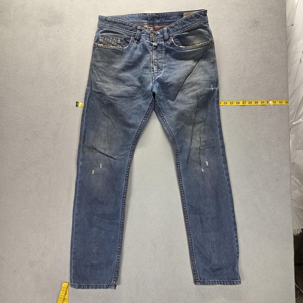 Diesel Jeans Mens 32x32 Blue Braddom‎ Regular Slim Carrot Button Fly 0811K